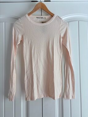 Michael Stars NWT Band Crew Neck Tee Long Sleeve Bloom Pink Women's OS 1x1 Slub
